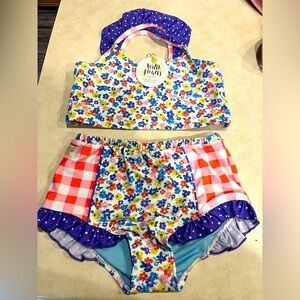 NWT Girls sz 12 Wild Flowers 2 Piece Swimsuit